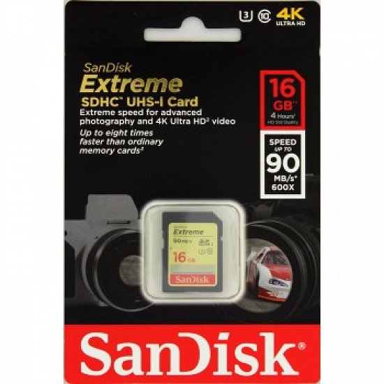SanDisk Extreme SDHC 16GB 90MB/s Class10 UHS-I U3