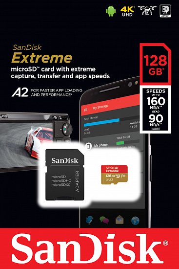 SanDisk Extreme microSDXC 128GB 160MB/s + adaptér
