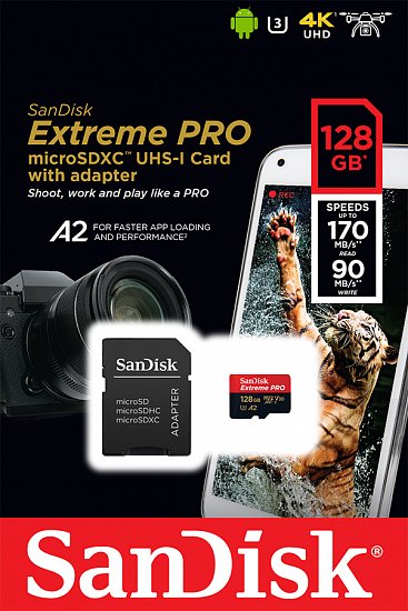 SanDisk Extreme Pro microSDXC 128GB 170MB/s + ada.