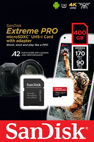 SanDisk Extreme Pro microSDXC 400GB 170MB/s + ada.