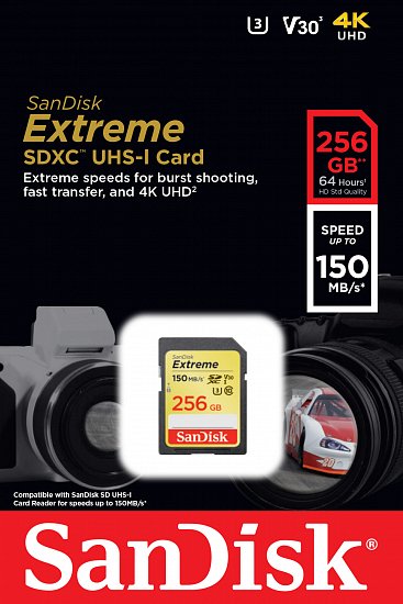 SanDisk Extreme SDXC 256GB 150MB/s V30 UHS-I U3