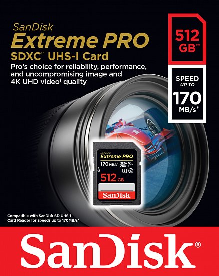 SanDisk Extreme Pro SDXC 512GB 170MB/s V30 UHS-I
