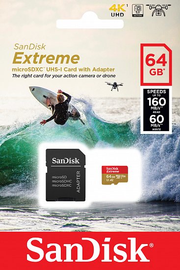 SanDisk Extreme microSDXC 64GB 160MB/s+adaptér
