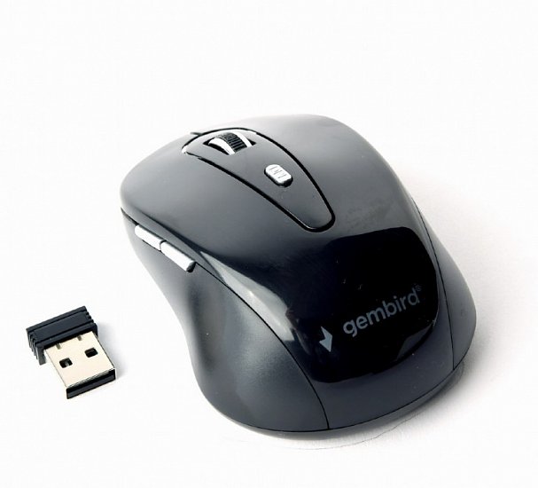 Gembird bezdrátová USB myš, 6 tlačítek, černá