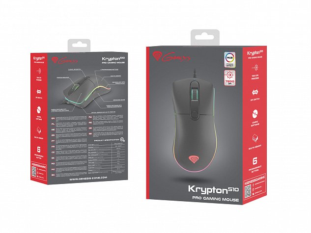 Herní myš Genesis Krypton 510, RGB, 8000 DPI, RGB podsvícení, software