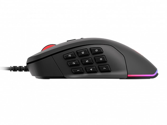 Hybridní herní myš Genesis Xenon 770, RGB, software, 10200DPI, výměnné boční rukojeti pro MMO a FPS