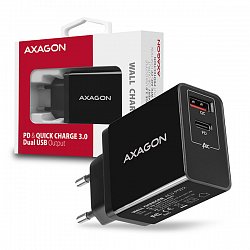 AXAGON ACU-PQ22, PD & QC nabíječka do sítě 22W, 2x port (USB-A + USB-C), PD3.0/QC3.0/AFC/FCP/Apple,