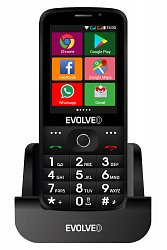 EVOLVEO EasyPhone AD, chytrý mobilní telefon pro seniory s nabíjecím stojánkem (černá barva)