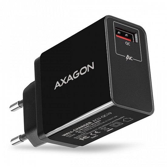AXAGON ACU-QC19, QC nabíječka do sítě 19W, 1x USB-A port, QC3.0/AFC/FCP/SMART