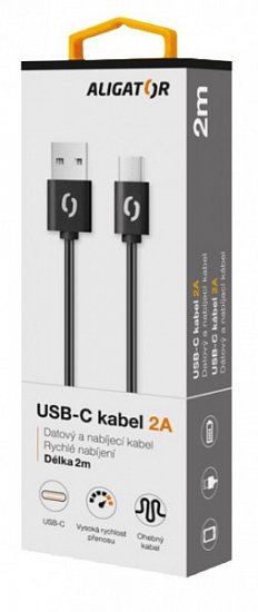 ALIGATOR Datový kabel 2A USB-C 2 m černý