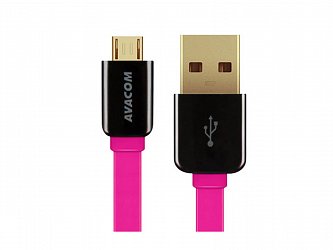 Kabel AVACOM MIC-40P USB - Micro USB, 40cm, růžová