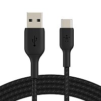 BELKIN kabel oplétaný USB-C - USB-A, 2m, černý