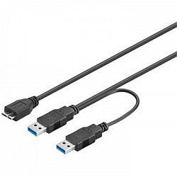 PremiumCord USB 3.0 napájecí Y kabel A/Male + A/Male -- Micro B/Mmale, 30cm