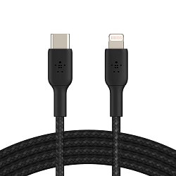 BELKIN kabel oplétaný USB-C - Lightning, 2m, černý