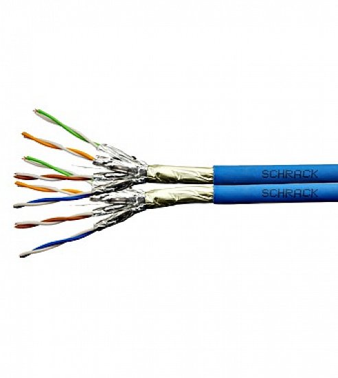 Kabel F/FTP Cat.6a 500 MHz 2x(4x2xAWG23),LS0H modrý,Dca,500m