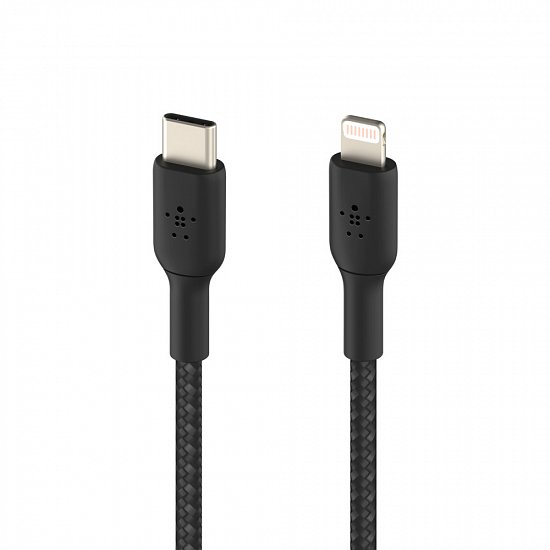 BELKIN kabel oplétaný USB-C - Lightning, 1m, černý