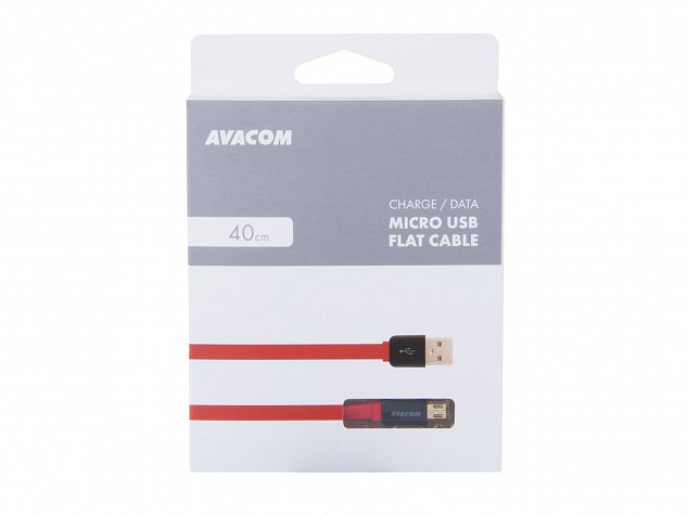 Kabel AVACOM MIC-40R USB - Micro USB, 40cm, červená
