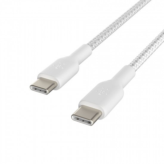 BELKIN kabel oplétaný USB-C - USB-C, 1m, bílý