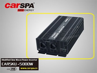 Měnič napětí Carspa CAR5KU-12 12V/230V+USB 5000W, modifikovaná sinus
