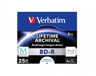 VERBATIM Blu-ray BD-R M-Disc 25GB 4x Printable jewel box, 5ks/pack