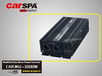 Měnič napětí Carspa CAR3KU-12 12V/230V+USB 3000W, modifikovaná sinus