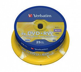 VERBATIM DVD+RW (4x, 4,7GB), 25 cake