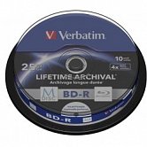 VERBATIM Blu-ray BD-R M-Disc 25GB 4x Printable, 10-cake