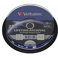 VERBATIM Blu-ray BD-R M-Disc 25GB 4x Printable, 10-cake