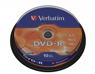 VERBATIM DVD-R(10-Pack)Spindl/MattSlvr/16x/4.7GB