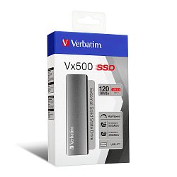 Verbatim SSD externí disk Vx500, USB 3.1 gen2, šedý, 120GB