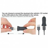 Brodit držák do auta nastavitelný s USB-C a nabíjením z cig. zapalovače/USB š.75-89 mm, tl. 6-10