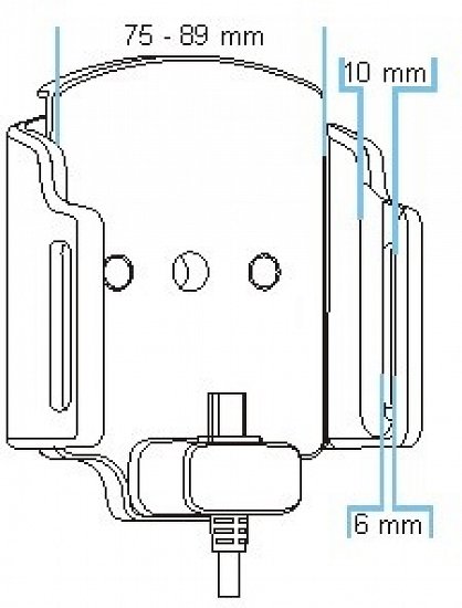 Brodit držák do auta na mobilní telefon nastavitelný se skrytým nabíjením š.75-89 mm, tl.6-10mm