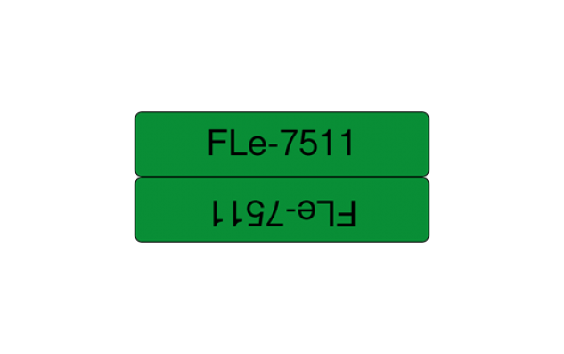 FLe-7511, předřezané štítky - černá na zelené, šířka 21 mm