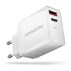 AXAGON ACU-PQ22W, PD & QUICK nabíječka do sítě 22W, 2x port (USB + USB-C), PD3.0/QC3.0/AFC/FCP/Apple