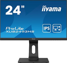 24" iiyama XUB2493HS-B4: IPS, FullHD@75Hz, 250cd/m2, 4ms, VGA, HDMI, DP, height, pivot, černý