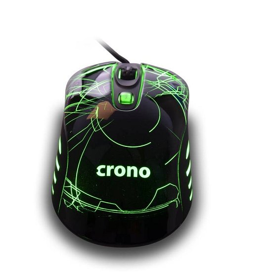 Crono OP-636G - herní laserová myš, 800/1600/3200 DPI, LED podsvícení, USB, zelená