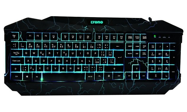 Crono CK2115 - herní klávesnice se 3 barvami podsvětlení , USB, CZ / SK, černá