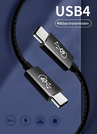 PremiumCord USB4™ 40Gbps 8K@60Hz kabel Thunderbolt 3 certifikovaný USB-IF 1m