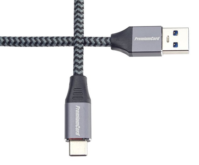 PremiumCord kabel USB-C - USB 3.0 A (USB 3.1 generation 1, 3A, 5Gbit/s) 3m oplet