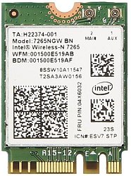 Intel Dual Band Wireless-AC 7265, 2x2 AC + BT, M.2