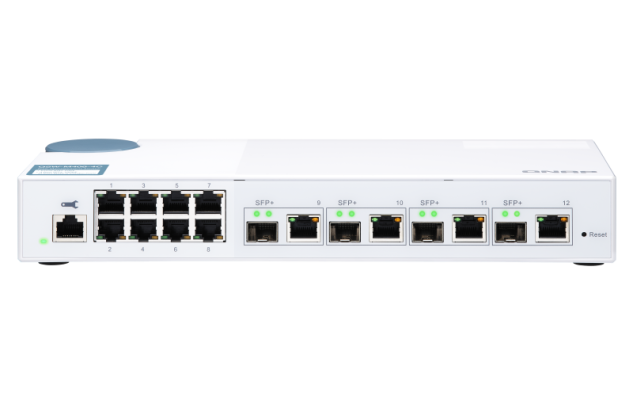 QNAP řízený switch QSW-M408-4C (12 portů: 8x Gigabit port + 4x 10G SFP+ / 10GbE kombo porty)