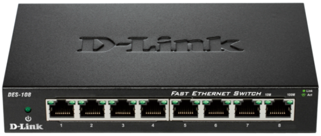 D-Link DES-108 kovový 8-port 10/100 Desktop Switch