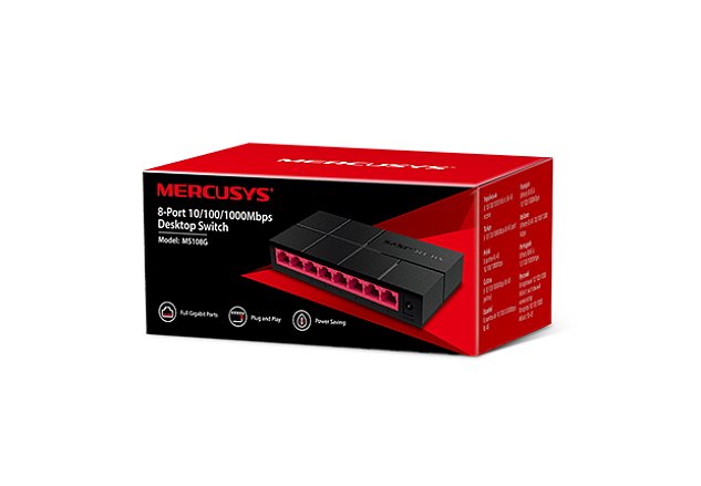 Mercusys MS108G 8x10/100/1000 switch, plastic case