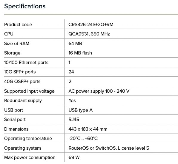 MikroTik CRS326-24S+2Q+RM,26port GB cloud router switch