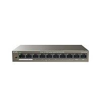 Tenda TEF1110P-8-63W PoE AT switch - 8x PoE 100 Mb/s + 2x Uplink 100 Mb/s, PoE max 63W, fanless,PoE+