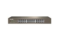 Tenda TEG1024D 24x Gigabit Switch, Fanless-bez ventilátorů, Rackmount, ochrana proti přepětí