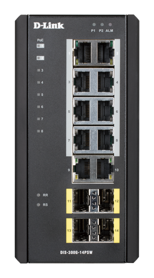 D-Link DIS-300G-14PSW Industrial Gigabit Managed PoE Switch with SFP slots