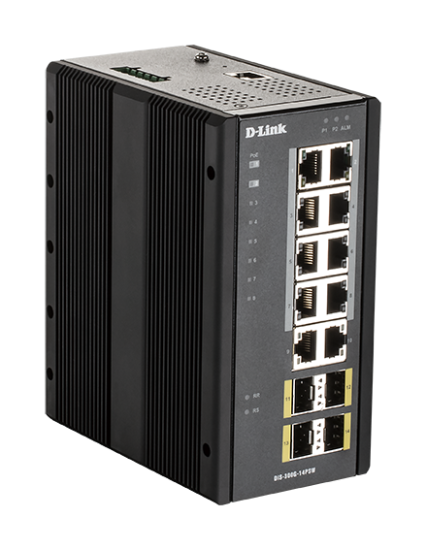 D-Link DIS-300G-14PSW Industrial Gigabit Managed PoE Switch with SFP slots