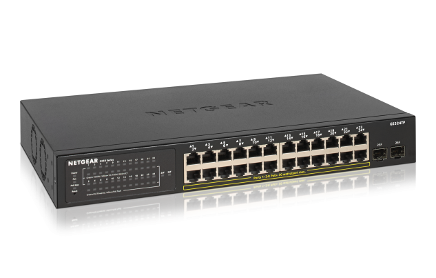 NETGEAR S350 Series 24-Port Gb PoE+ Ethernet Smart Managed Pro Switch, 2 SFP Ports, GS324TP