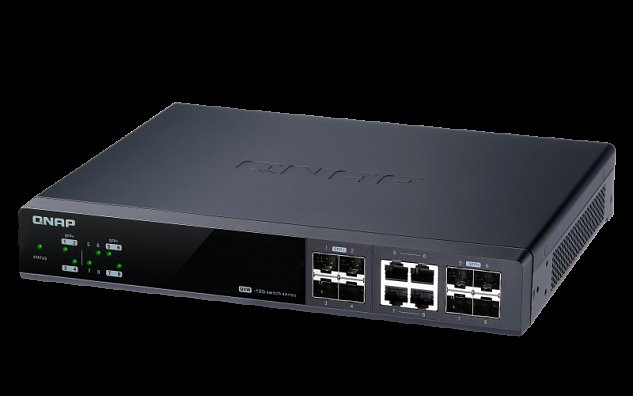 QNAP řízený switch QSW-M804-4C: 8x 10G port SFP+ (4x SFP+ a 4x kombinované SFP+ / RJ-45)